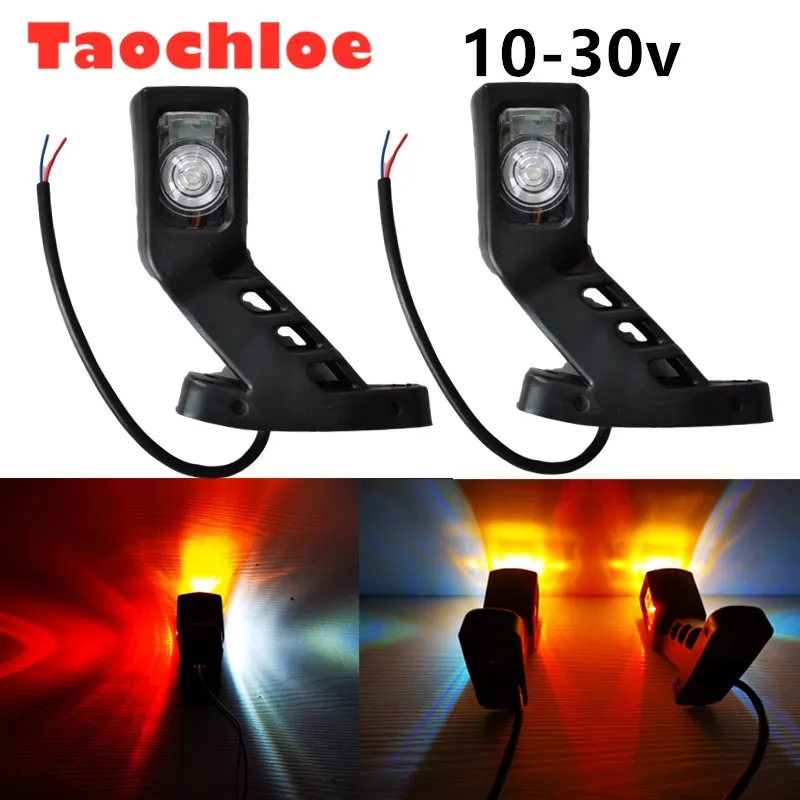 1 par 10-30v coche camión de remolque caravana Van cara 3 blanco ámbar rojo 4 LED marcador Luz de lado contorno lámparas para luces exteriores 24V