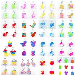 Creative Mini Keychain Simple Dimple Push Bubble Sensory Fidget Toys Squishy Anti Stress Reliever For Adult Kids Squeeze Toys