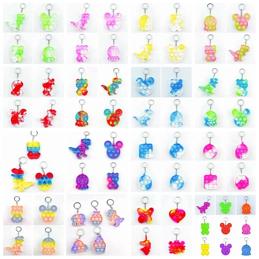 Creative Mini Keychain Simple Dimple Push Bubble Sensory Fidget Toys Squishy Anti Stress Reliever For Adult Kids Squeeze Toys