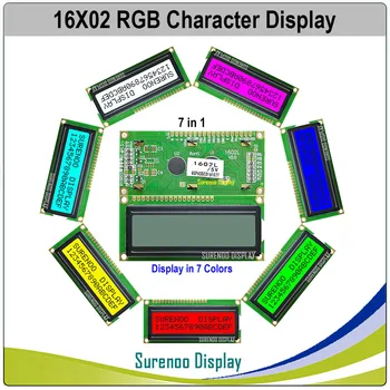 162 16X2 1602 5.0V/3.3V Tela de exibição do módulo LCD de caracteres LCM FSTN Positivo Negativo 7 cores RGB Backlight