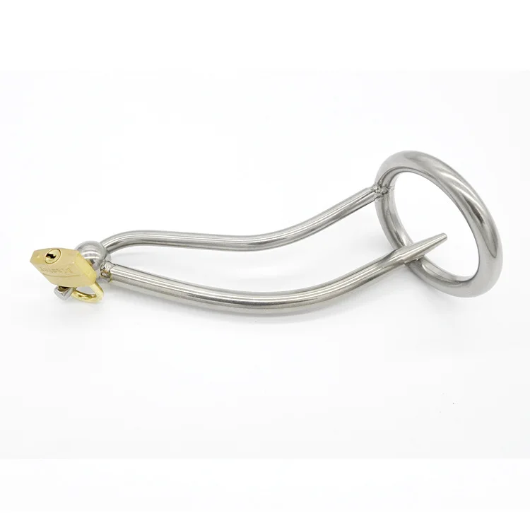 Stainless Steel Male Chastity Device with Catheter Cock Ring,Cock Cages, Lock,Standard Cage /Belt,Sex Toy