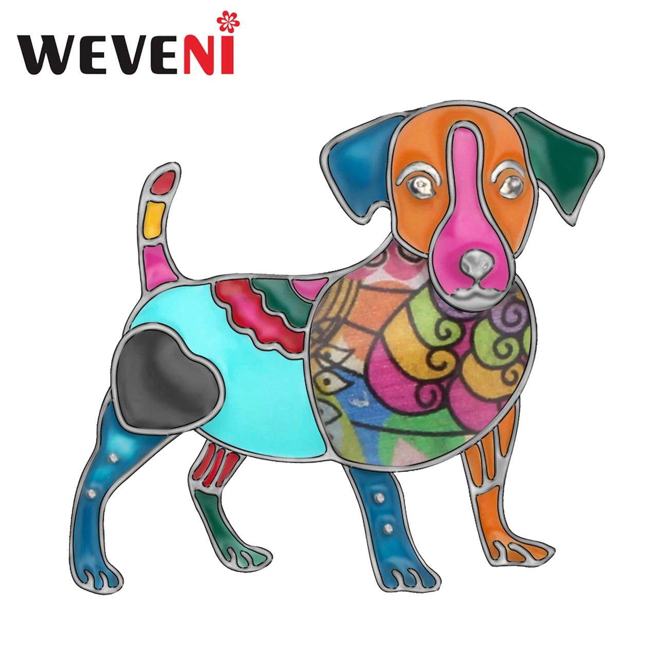 

WEVENI Metal Enamel Alloy Standing Jack Russell Brooches Pin Cute Animal Clothes Jewelry For Women Teen Girls Gift Accessory