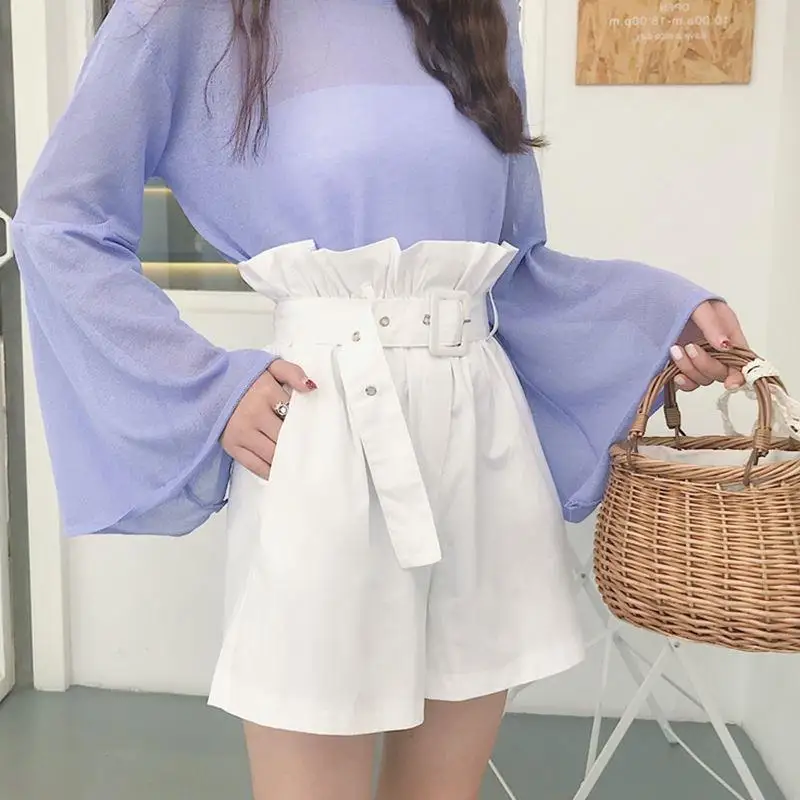 Summer Shorts Women Pure Solid Elegant Leisure Design Clothing Girls Lovely Aesthetic Simple Stylish Daily Holiday Ulzzang New