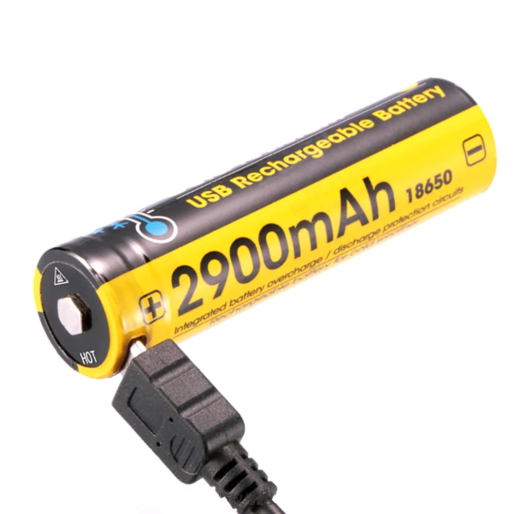 NITECORE 3500mAh High Performance Rechargeable Li-ion Battery Button Top 18650 Protected  NL1835R +USB Cable + Flashlight