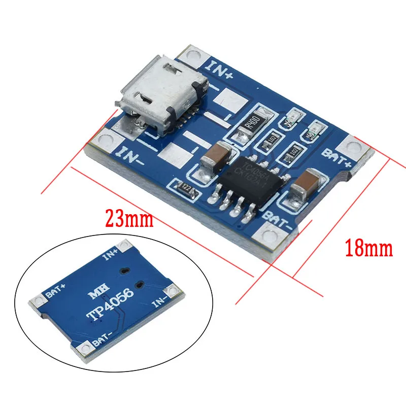 Placa de carga de batería de litio con módulo de protección para Arduino, electrónica inteligente, 5V, tipo c, Micro USB, 1A, 18650, Kit Diy