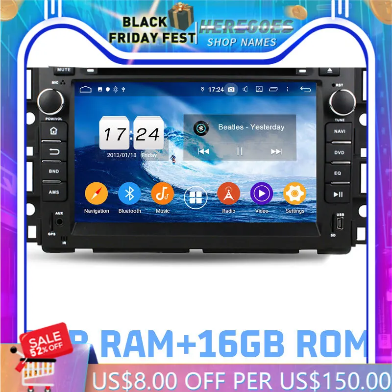 

IPS DSP Android 10.0 4GB 64GB ROM Car DVD Player Wifi 4G Bluetooth RDS RADIO GPS Glonass Map For GMC Chevrolet Chevy Yukon