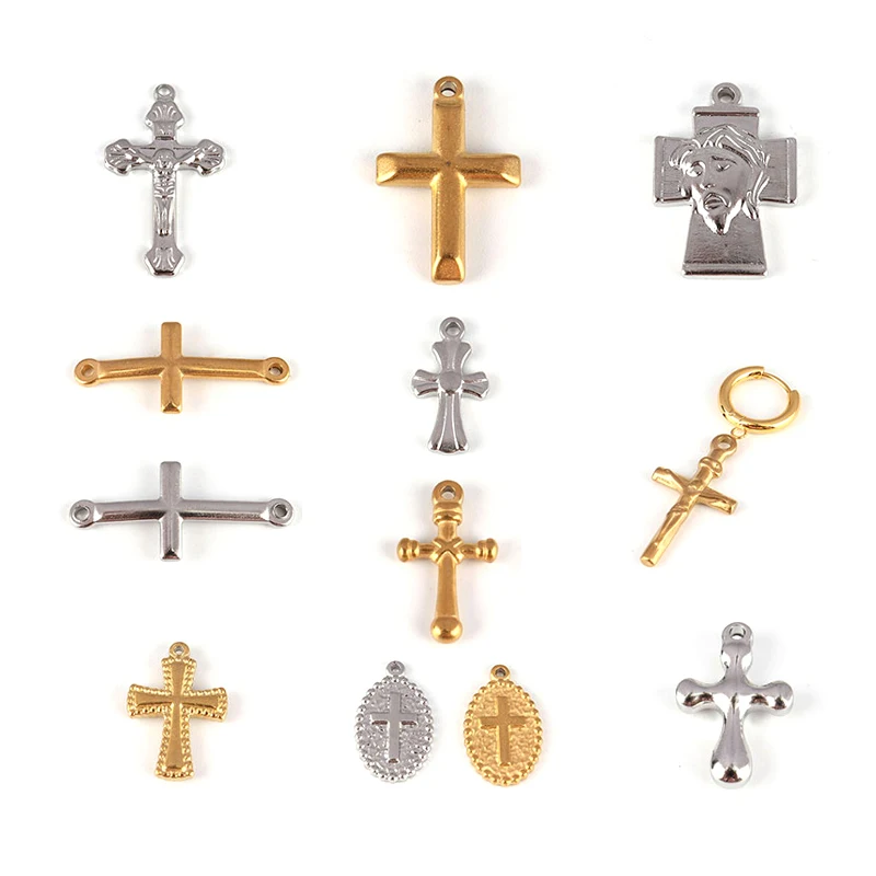 

5pcs Stainless Steel Cross Pendant Charm for DIY Jewelry Making Handmade Components Bracelet Finding Accessories Jewelry Crosses