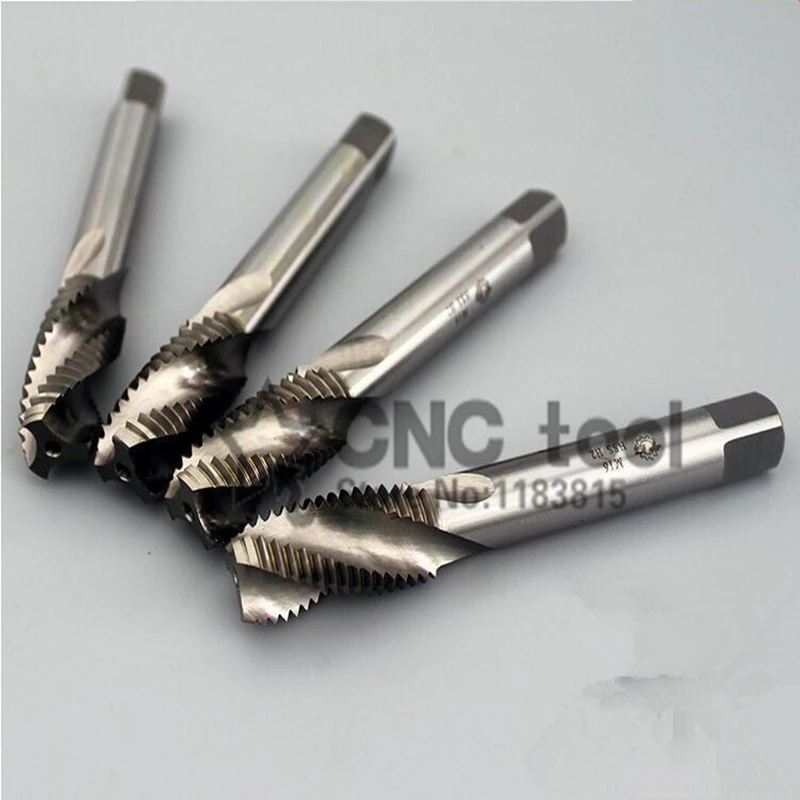 New 5PCS M10/M10*1/M10*1.25/M12/M12*1/M14/M14*1.5 high speed steel machine taps spiral groove machine tap,Spiral Thread Tap