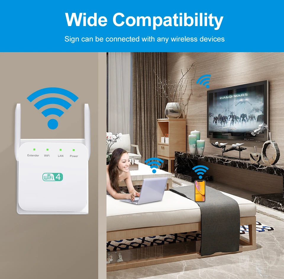 WiFi Ripetitore Wireless WiFi Ripetitore 300Mbps Wifi Range Extender Wi-Fi Lungo Amplificatore di Segnale 2.4G Repiter Wi Fi Ultraboost