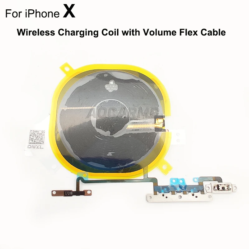 Aocarmo For iPhone X Wireless Charging Chip Coil Sticker With Volume Switch Button Flex Cable Replacement Parts