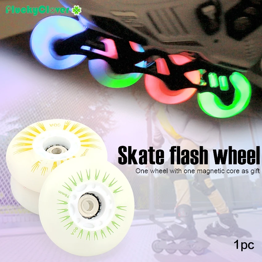 1pc Flashing Roller Skate Wheel 72mm 76mm 80mm Inline Roller Slalom Skates Luminous Wheel Led light Gleamy Shiny Skating Wheels