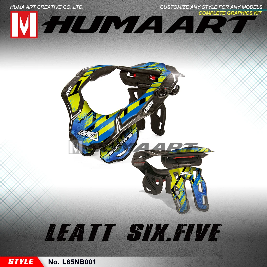 

Графический набор huпера MX, наклейки на заказ, клейкие наклейки для Leatt DBX GPX 6,5, шейный бандаж на шею синего цвета (Стиль № L65NB001)