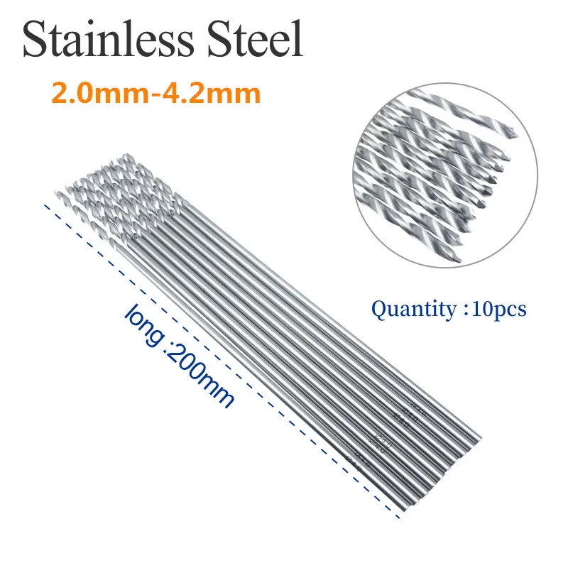 10pcs/Set 200mm Drill Bits Orthopedics Stainless Steel Drill Bits Orthopedics Pet Instruments