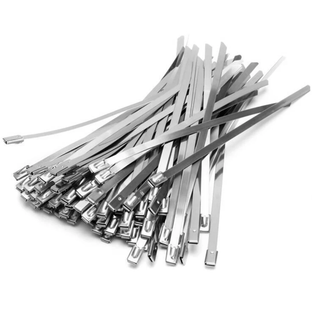 

100PCS 304 Stainless Steel 4.6 x 100MM / 250MM Locking Cable Metal Zip Ties Cable Ties