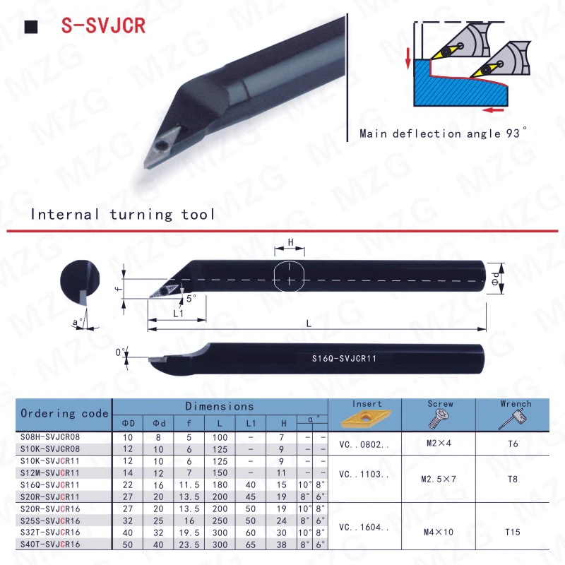 MOSASK-cortador de Metal S10K-SVJCR11, vástago de perforación, soportes internos de corte, SVJCR, CNC, herramientas de torneado de agujero interior