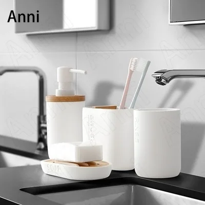 Creativity Simple Resin Bathroom Set Nordic Modern Household Four Pieces Shower Accessories Hotel Restroom Wash Set Decoration