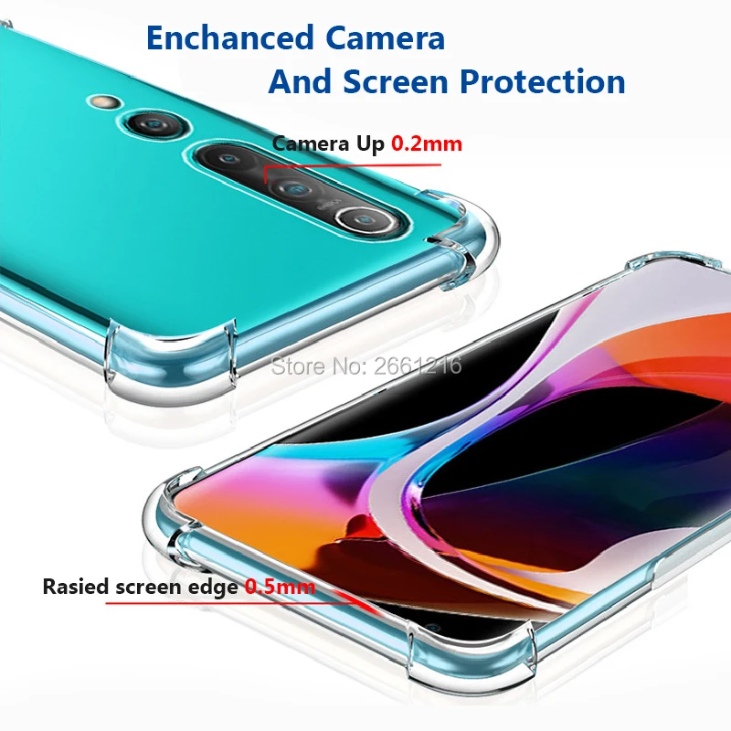 For Xiaomi Mi 11 6 8 9 9T 10T Note 10 Pro SE A3 A2 Lite A1 Mix 2s Slim Soft TPU Silicone Transparent Case Shockproof Back Cover