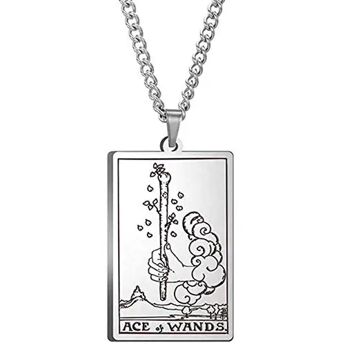 Stainless Steel Tarot Cards Pendant Necklace The Star/Moon/Sun/Fool Death Etc Tarot Divination Necklace Jewelry