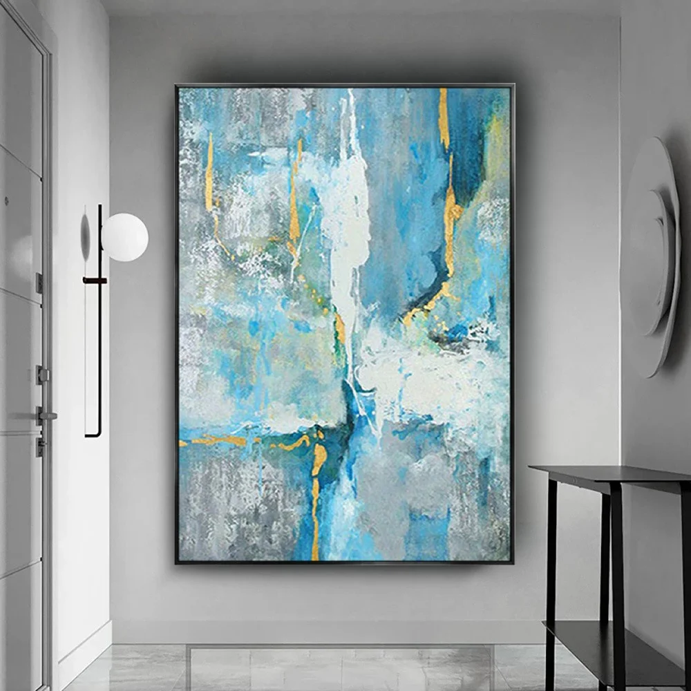 

100% Handpainted Abstract Oil Paintings On Canvas Modern Canvas home Decor Wall Pictures Blue texture Wall Art Decor Paintings