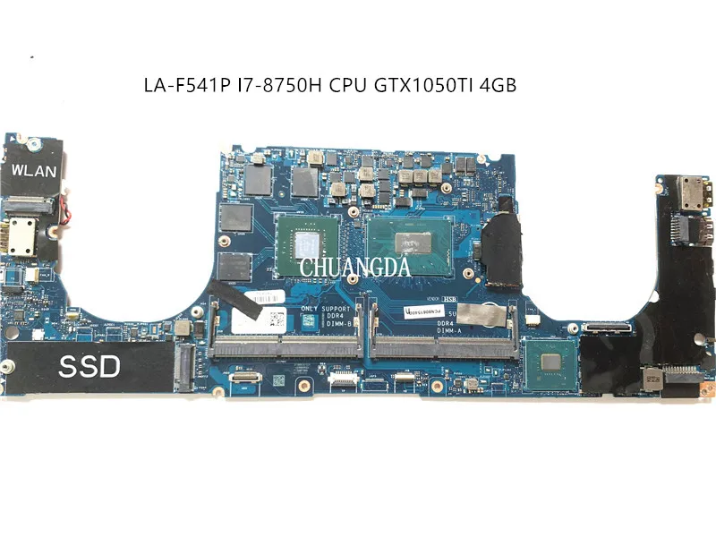 

0YYW9X LA-F541P i7-8750 CPU GTX1050TI Mainboard For DELL LA-F541P XPS 15 9570 CN YYW9X Laptop motherboard 100% Tested