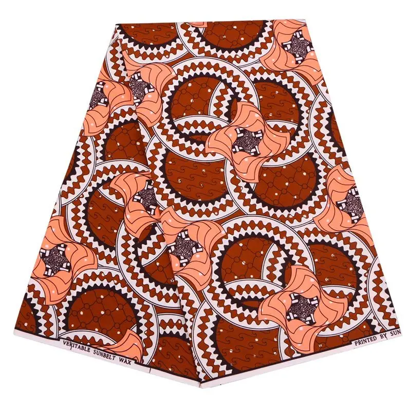 

2019 Wax Fabric Brown Print New Fashion African Fabric African Nigeria Ankara Real Wax 6Yard