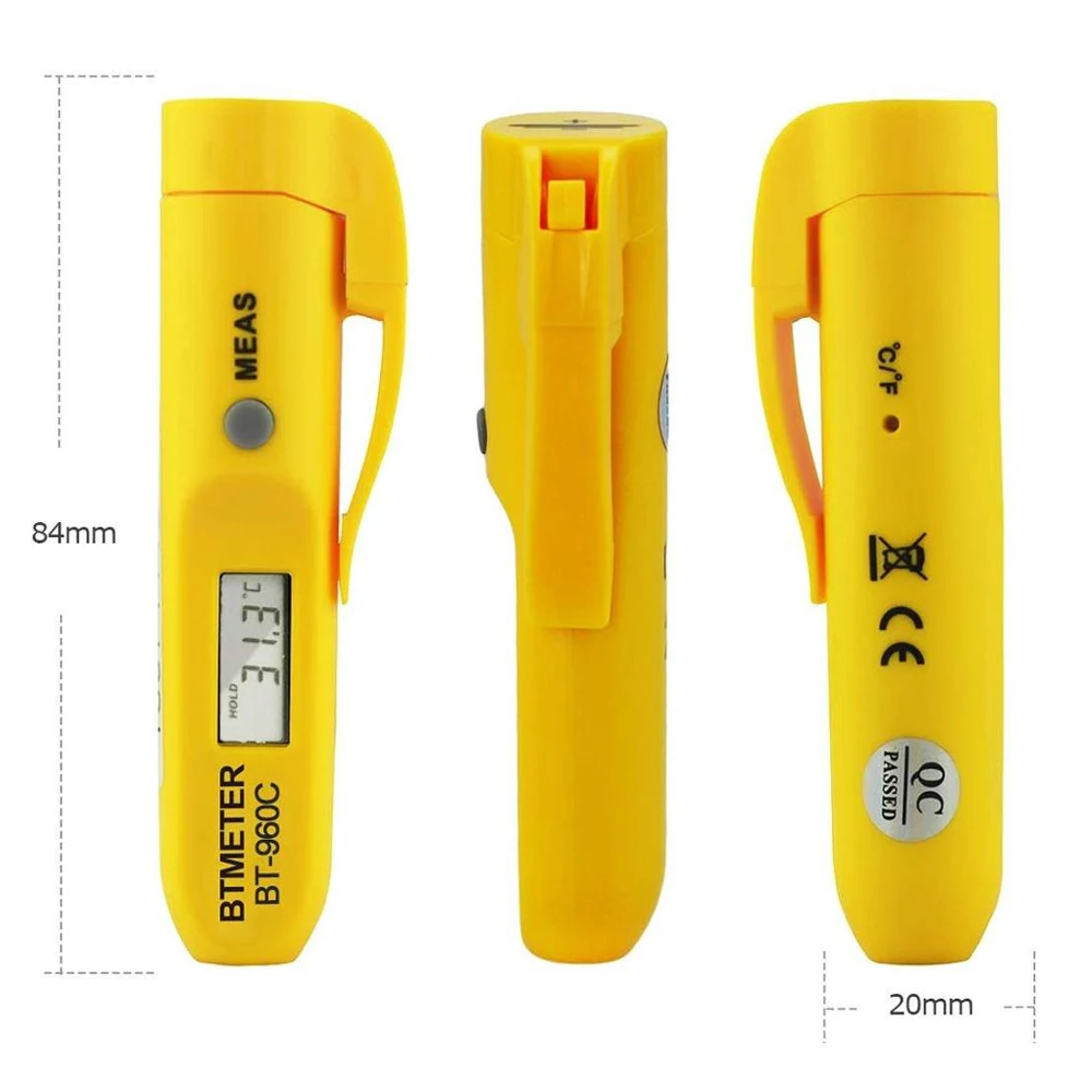 BTMETER BT-960C Pen Type Mini Infrared Thermometer,IR Temperature Measuring LCD Display Measuring Tools For for Kitchen BBQ