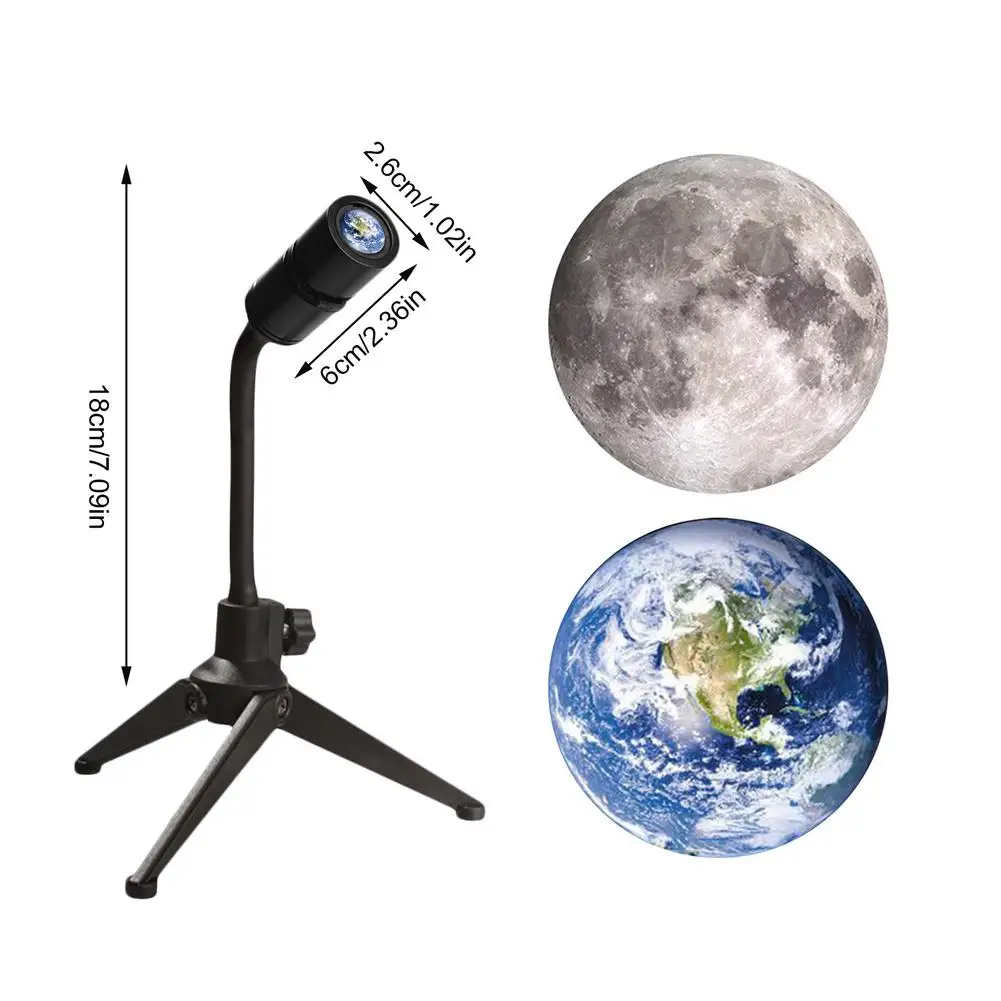 LED Star Projector Night Light 2 In 1 Moon Earth Projector Lamp 360 Rotatable Bracket USB Children's Bedroom Decor Light