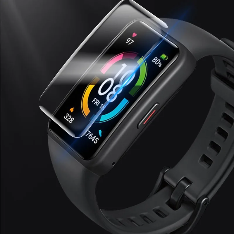 قطعتان من طبقة حماية شفافة من مادة TPU لهاتف Huawei Honor Band 6 Smartwatch غطاء كامل رفيع للغاية لهاتف Huawei Band 6 شاشة HD