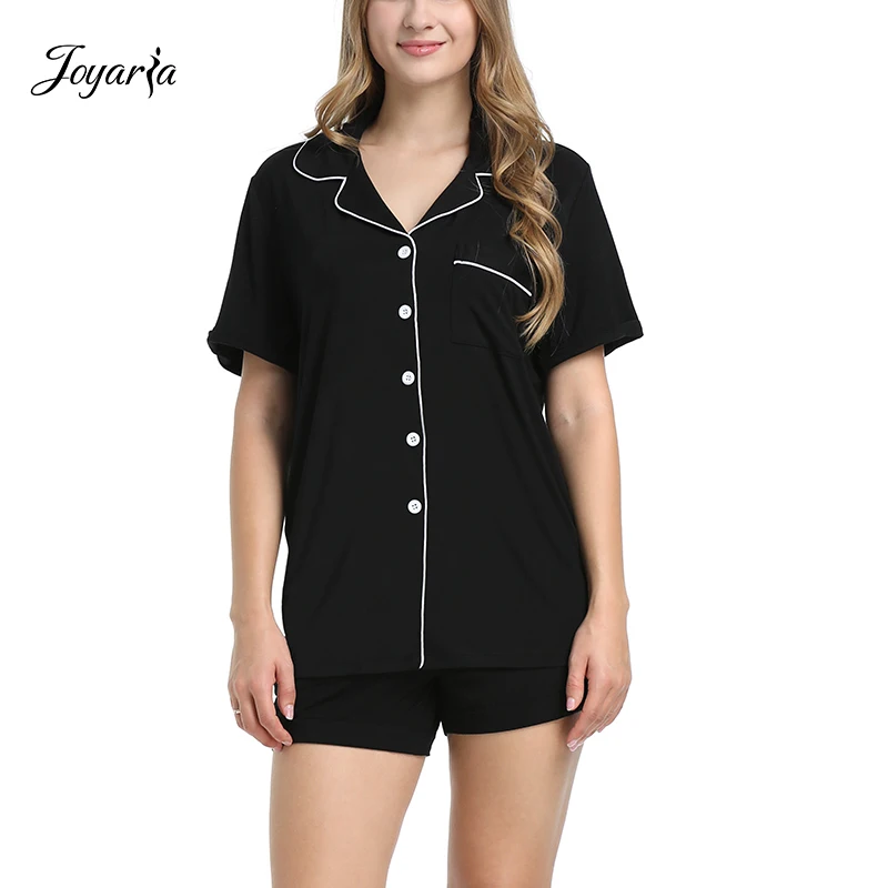 Joyaria Pajamas for Women Summer Short Sleeve Pajama Set Soft Cute Bamboo Sleepwear Sexy Pyjama Femme Pijamas Mujeres Nightwear