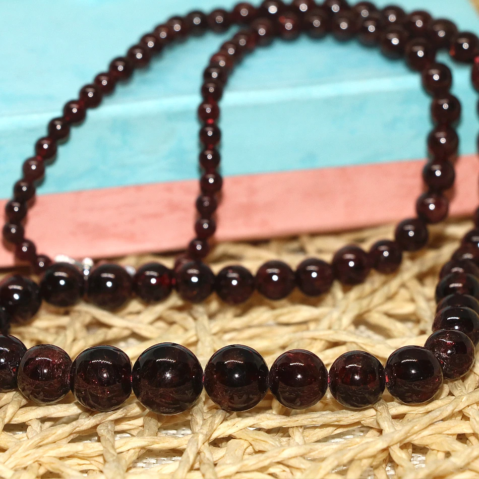 Natural garnet 6-12mm charming stone lovely round beads fashion tower chain necklace for women gift jewelry 17inch MY4649