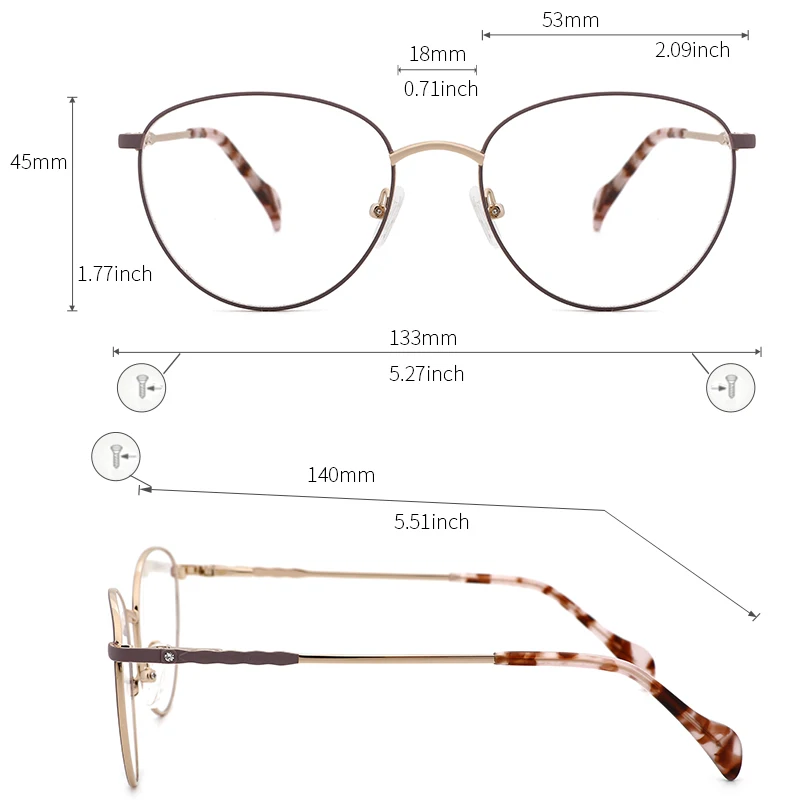 KANSEPT Glasses Frame Women Retro Round Prescription Eyeglasses Vintage Myopia Optical Frame Eyewear Eye Glasses for Women 2329