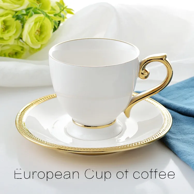 Gold wheat ear Coffee Cup European style palace ceramic coffee cup plate electroplate cup plate Hotel Club coffee cup plate