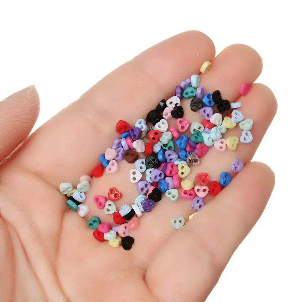 50pcs Mini Button For 1/6 Dolls Clothes Sewing Accessories Heart Doll Buttons 4mm Handmade Candy Color 2-Holes Plastic Buckle