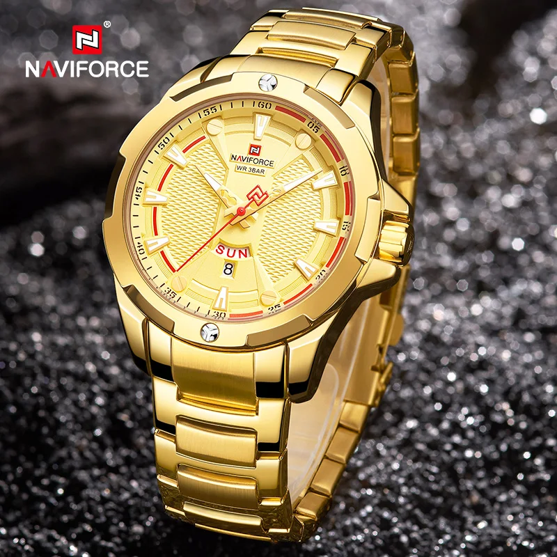 NAVIFORCE Top Luxury Watch Gold Sport Watches For Men Military Quartz Wristwatch Casual Waterproof Clock Male Relogios Masculino