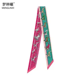 2023 Brand Design Horse Skinny Scarf Women Fashion Bag Scarves Hair Neck Silk Scarf For Ladies Striped Foulard Headband