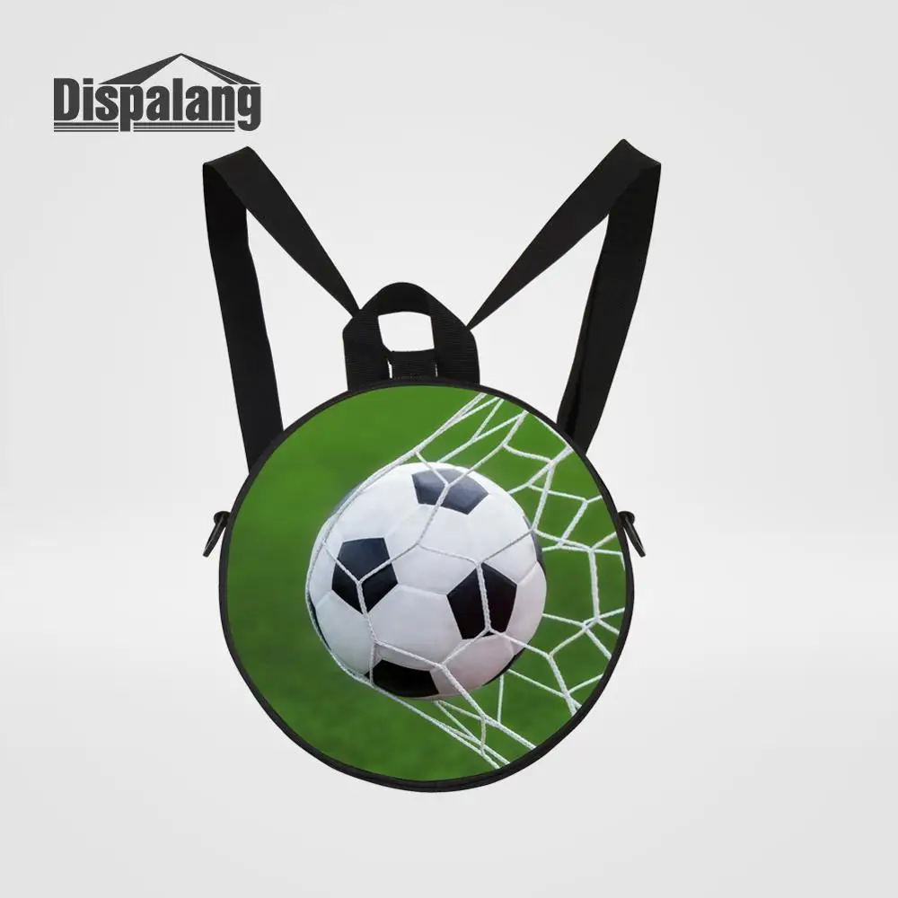 Cool Football Printed Round Bag Basketball Mini Messenger Crossbody Bag For Traveling For Boys Kids Small Kindergarten Schoolbag