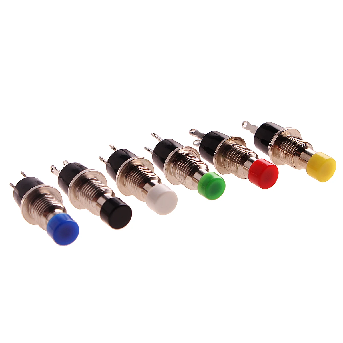 1Pc 7mm Thread Multicolor 2 pins Mini Momentary Push Button Switch Normally Closed/Open Press the reset Momentary switch