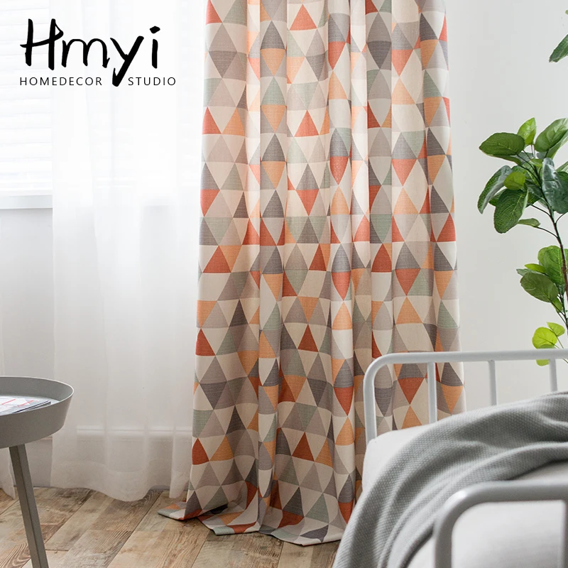 

Modern Colorful Curtains For Living Bedroom Kid Room Kitchen Geometric Triangles Curtains Window Treatment Drapes