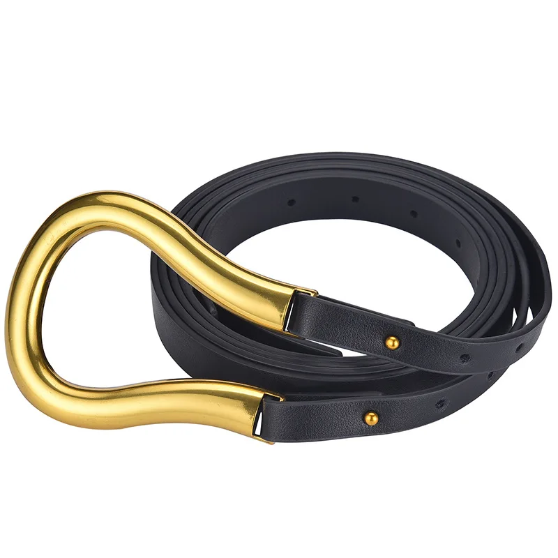 Fashion leather arc metal horseshoe buckle big U belt ladies thin belt soft wear belt ladies high quality watchbandPU Women Coat