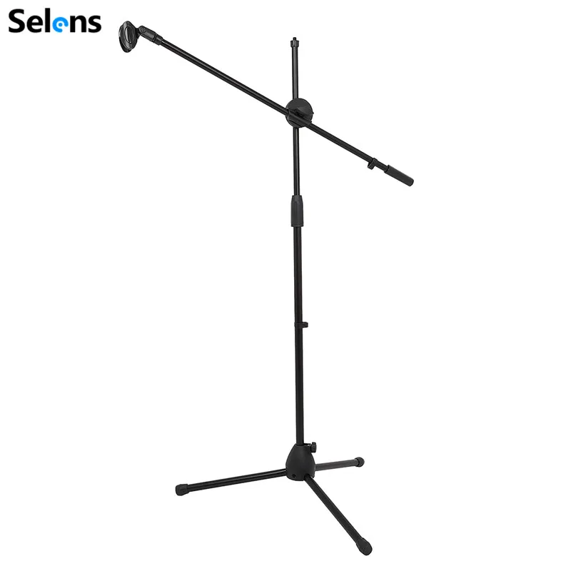 Selens Swing Boom Floor Metal Stand Adjustable Microphone Holder Microphone Stand For Vlog Video Vlogging Live Stream Tripod
