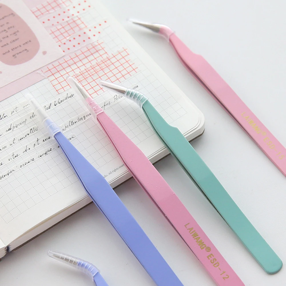 1pcs Cute Macaron Color Tweezers Stainless Steel Tape Sticker Tool Accessorise Journal Notebook Practical Portable Tweezers