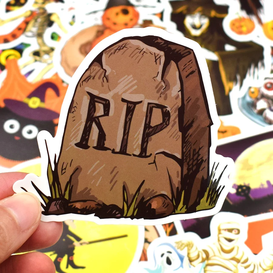 Pegatina de Halloween de 50 piezas para niños, calabaza, Castillo de medianoche, Rave, fiesta, Anime divertido, calcomanía, pegatinas, bricolaje, portátil, álbum de recortes, Coche