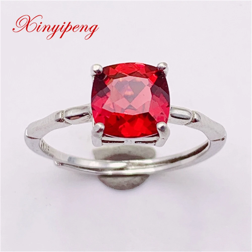 

Xin Yipeng Fine Gem Jewelry Real S925 Sterling Silver Inlaid Natural Garnet Ring Engagement Wedding Gift For Women Free Shipping