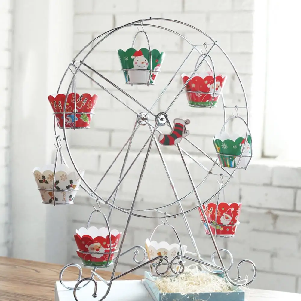 

HOT SALES 8-Cup Capacity Metal Ferris Wheel Cupcake Holder Wedding Birthday Party Decor Cake Stand Display Rack Baking Tools DIY