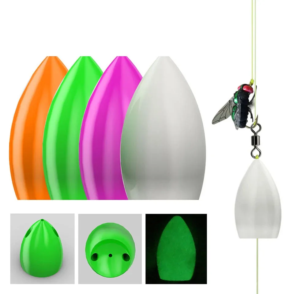 4 pezzi Smart Bullet pesca galleggiante pesca spazio fagioli palle Texas Rig pesca plastica verme richiamo leggero aiuto lancio