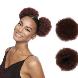 Extensiones de pelo sintético Afro Puff para mujer, moño, lazo, cola de caballo, rizado, 6 pulgadas