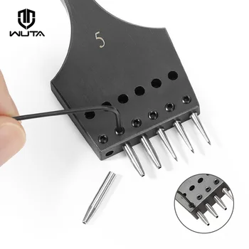 WUTA Sharp Head Replaceable Pricking Iron Removable Round Hole Punch Leather Craft Chisel DIY Leather Tools