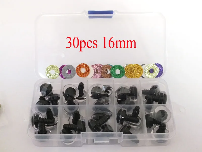 40Sets 12/14/16/18/20Mm Clear Trapezium Plastic Veiligheid Speelgoed Eye + Glitter nonwovens Voor Teddybeer Knuffels Marionet Poppen Ebox