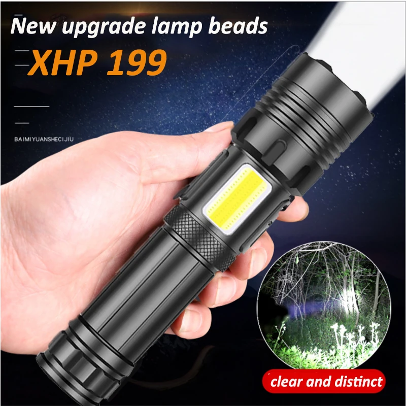 

880000LM Powerful LED Flashlight XHP160 Zoom Flashlight Aluminum Waterproof Lantern USB Rechargeable 18650 Battery Camping Light