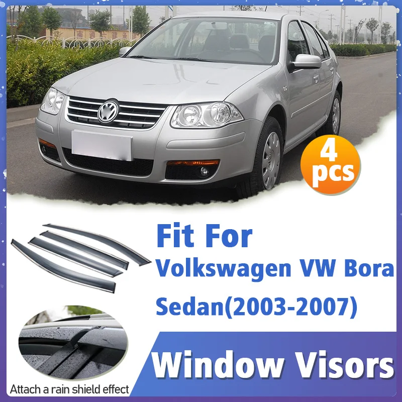 

Window Visor Guard for Volkswagen VW Bora Sedan 2003-2007 4pcs Vent Cover Trim Awnings Shelters Protection Sun Rain Deflector